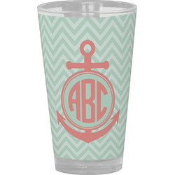 Chevron & Anchor Pint Glass - Full Color (Personalized)