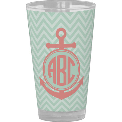 Chevron & Anchor Pint Glass - Full Color (Personalized)
