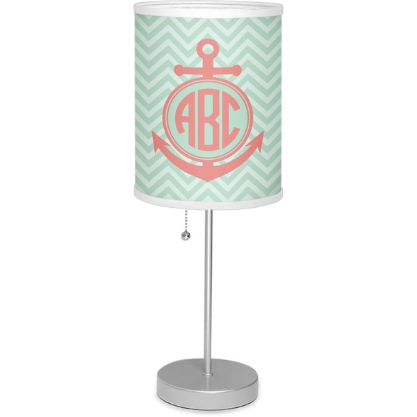 Custom Chevron & Anchor Lamp with Drum Shade (Personalized)