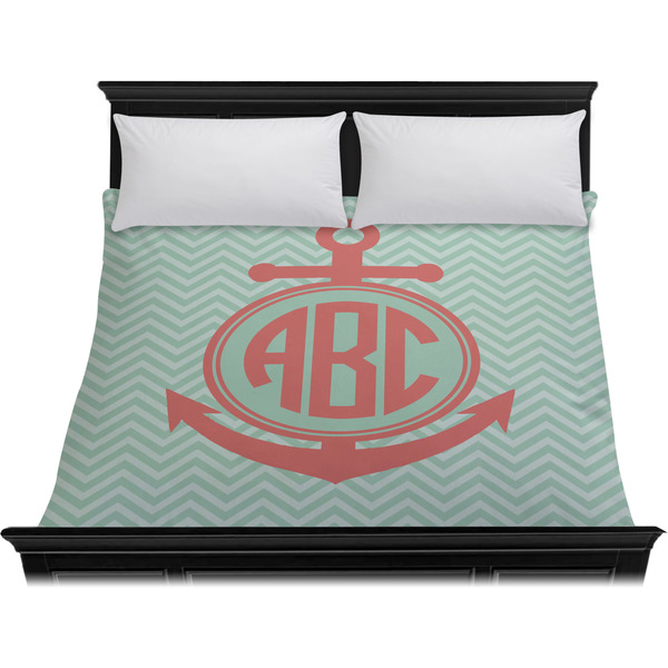 Chevron & Anchor Duvet Cover - King - On Bed - No Prop