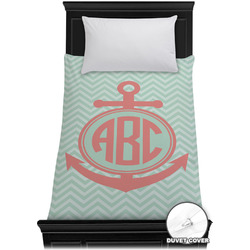 Chevron & Anchor Duvet Cover - Twin XL (Personalized)