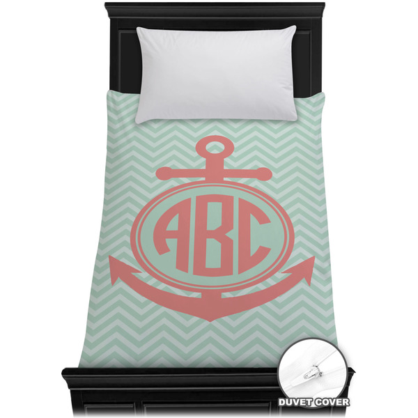 Custom Chevron & Anchor Duvet Cover - Twin XL (Personalized)