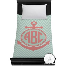 Chevron & Anchor Duvet Cover - Twin (Personalized)