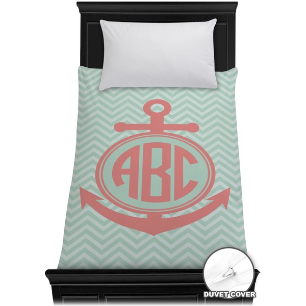 Custom Chevron & Anchor Duvet Cover - Twin (Personalized)