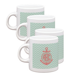 Chevron & Anchor Single Shot Espresso Cups - Set of 4 (Personalized)