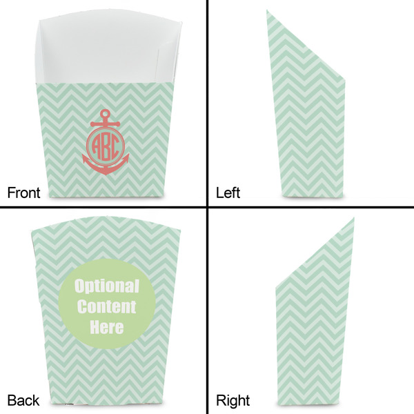 Chevron & Anchor French Fry Favor Box - Front & Back View