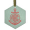 Chevron & Anchor Frosted Glass Ornament - Hexagon