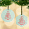 Chevron & Anchor Frosted Glass Ornament - MAIN PARENT