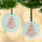 Chevron & Anchor Flat Glass Ornament w/ Monogram