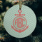 Chevron & Anchor Frosted Glass Ornament - Round (Lifestyle)