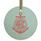 Chevron & Anchor Frosted Glass Ornament - Round