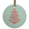 Chevron & Anchor Flat Glass Ornament - Round w/ Monogram