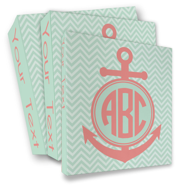 Custom Chevron & Anchor 3 Ring Binder - Full Wrap (Personalized)