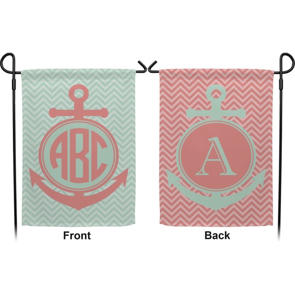 Chevron & Anchor Garden Flag - Double Sided Front and Back