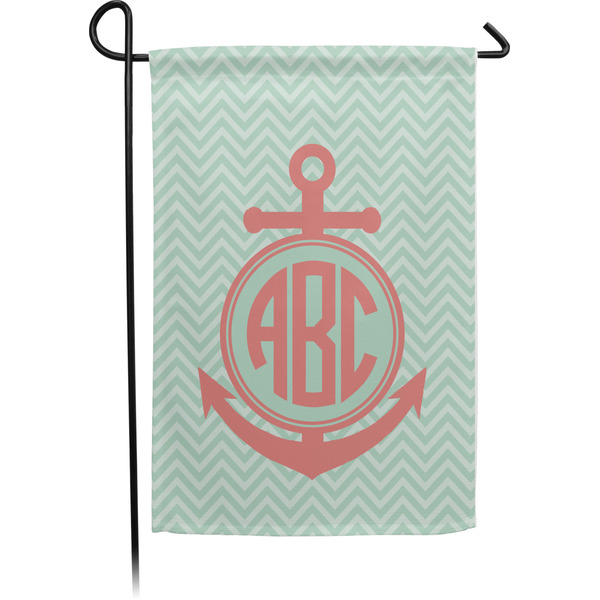 Custom Chevron & Anchor Small Garden Flag - Single Sided w/ Monograms