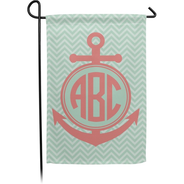 Custom Chevron & Anchor Small Garden Flag - Double Sided w/ Monograms