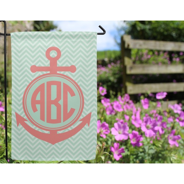 Chevron & Anchor Garden Flag - Outside In Flowers