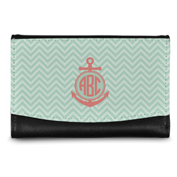 Chevron & Anchor Genuine Leather Women's Wallet - Small (Personalized)