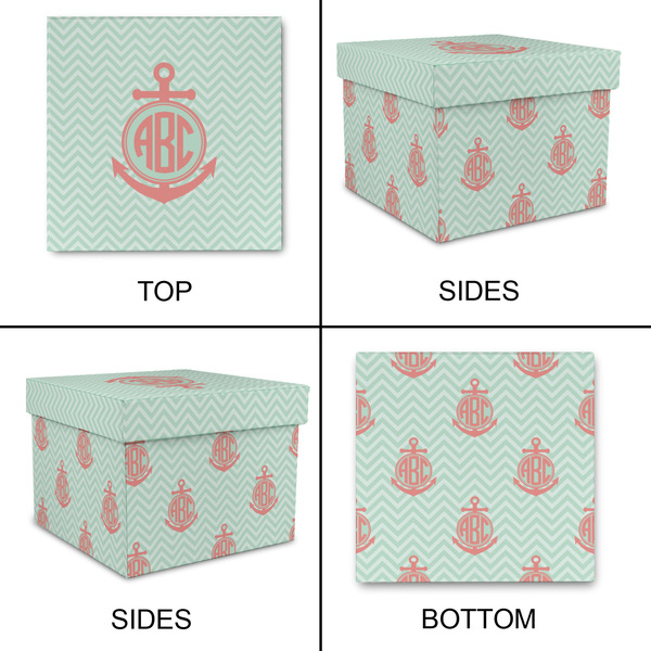 Chevron & Anchor Gift Boxes with Lid - Canvas Wrapped - Large - Approval