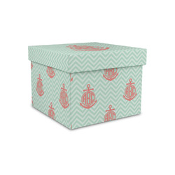 Chevron & Anchor Gift Box with Lid - Canvas Wrapped - Small (Personalized)