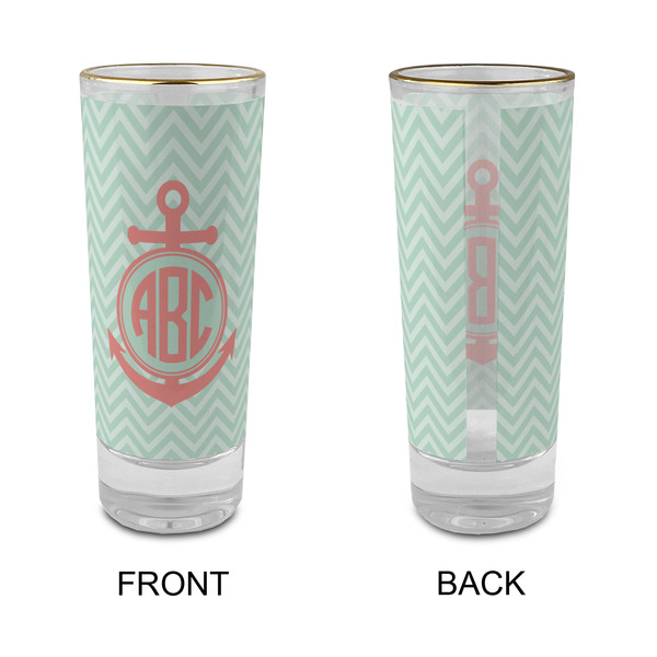 Chevron & Anchor Glass Shot Glass - 2 oz - Single - APPROVAL