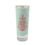 Chevron & Anchor 2 oz Shot Glass -  Glass with Gold Rim - Set of 4 (Personalized)