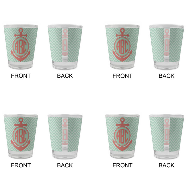 Chevron & Anchor Glass Shot Glass - Standard - Set of 4 - APPROVAL