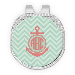 Chevron & Anchor Golf Ball Marker - Hat Clip - Silver