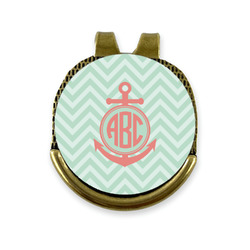 Chevron & Anchor Golf Ball Marker - Hat Clip - Gold