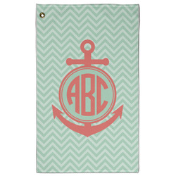 Chevron & Anchor Golf Towel - Poly-Cotton Blend w/ Monograms