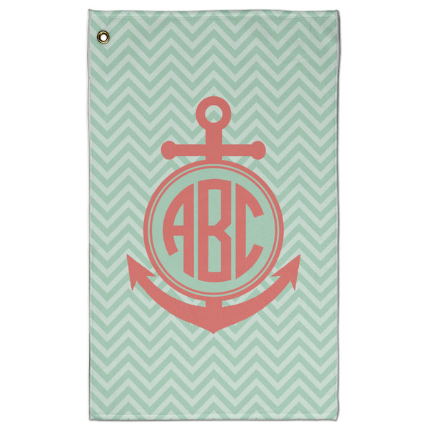 Custom Chevron & Anchor Golf Towel - Poly-Cotton Blend w/ Monograms