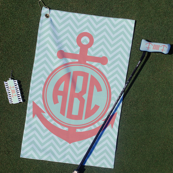 Custom Chevron & Anchor Golf Towel Gift Set (Personalized)