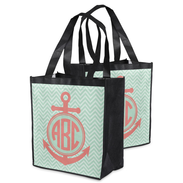 Chevron & Anchor Grocery Bag - MAIN
