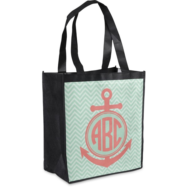 Custom Chevron & Anchor Grocery Bag (Personalized)