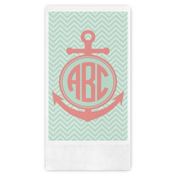 Chevron & Anchor Guest Napkins - Full Color - Embossed Edge (Personalized)