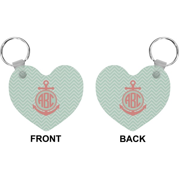 Chevron & Anchor Heart Keychain (Front + Back)