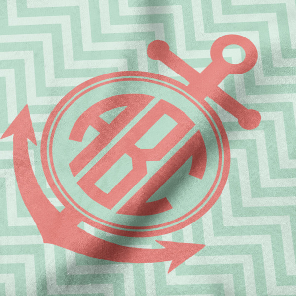 Chevron & Anchor Hooded Baby Towel- Detail Close Up