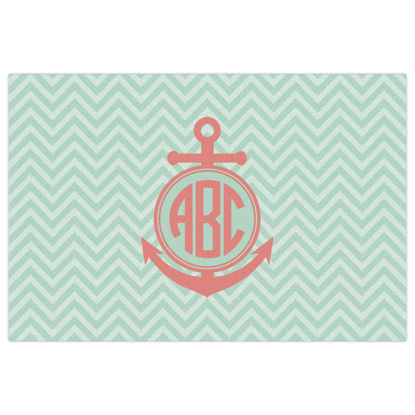 Chevron & Anchor Indoor / Outdoor Rug - 4'x6' - Front Flat