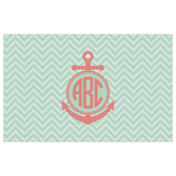 Chevron & Anchor Indoor / Outdoor Rug - 5'x8' - Front Flat