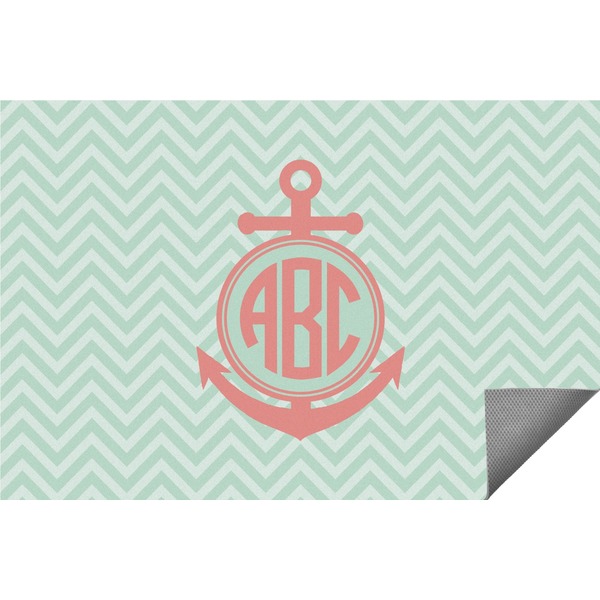 Custom Chevron & Anchor Indoor / Outdoor Rug - 3'x5' (Personalized)