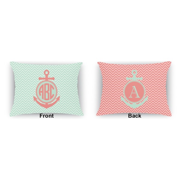 Chevron & Anchor  Indoor Rectangular Burlap Pillow (Front and Back)