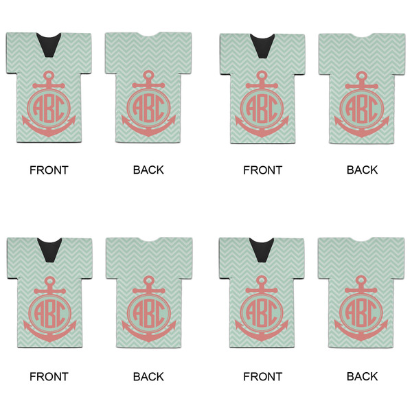 Chevron & Anchor Jersey Bottle Cooler - Set of 4 - APPROVAL