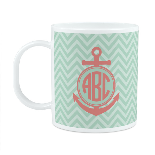 Custom Chevron & Anchor Plastic Kids Mug (Personalized)