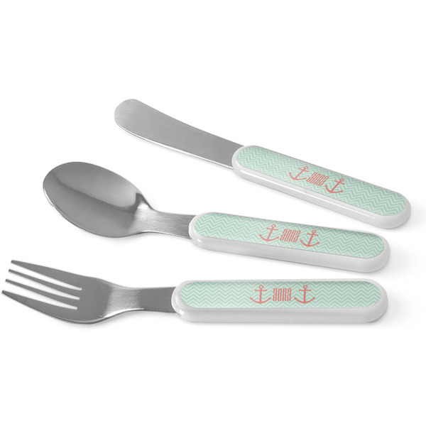 Custom Chevron & Anchor Kid's Flatware (Personalized)