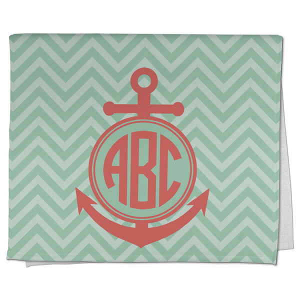 Custom Chevron & Anchor Kitchen Towel - Poly Cotton w/ Monograms