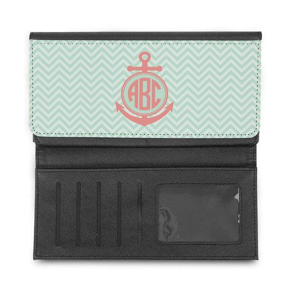 Chevron & Anchor Ladies Wallet - Half Way Open