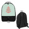 Chevron & Anchor Large Backpack - Black - Front & Back View