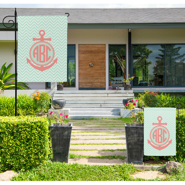 Custom Chevron & Anchor Large Garden Flag - Double Sided (Personalized)