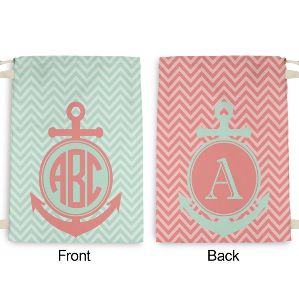 Chevron & Anchor Large Laundry Bag - Front & Back View
