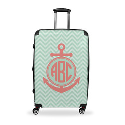 Chevron & Anchor Suitcase - 28" Large - Checked w/ Monogram